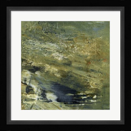 Framed Encaustic Tile in Green VI Print