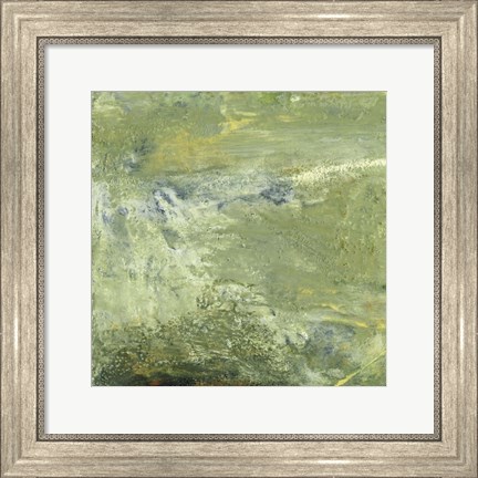 Framed Encaustic Tile in Green VII Print