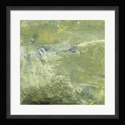 Framed Encaustic Tile in Green VII Print