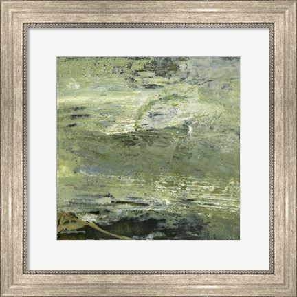 Framed Encaustic Tile in Green VIII Print