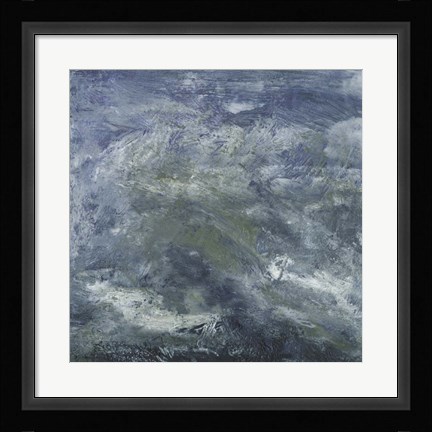 Framed Encaustic Tile in Blue III Print