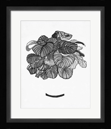 Framed B&amp;W Indoor Plant II Print