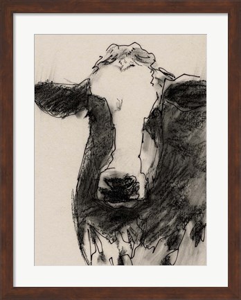 Framed Cow Portrait Sketch II Print