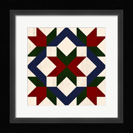 Framed Christmas Barn Quilt I Print