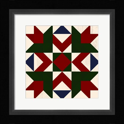 Framed Christmas Barn Quilt III Print