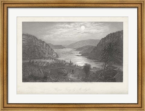 Framed Harper&#39;s Ferry by Moonlight Print