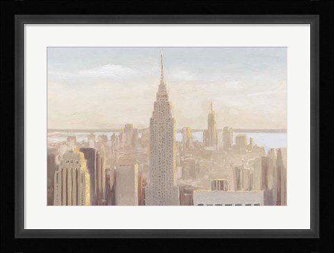 Framed Manhattan Dawn Gold and Neutral Print