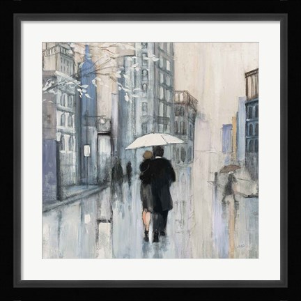 Framed Spring Rain New York Neutral Crop Print