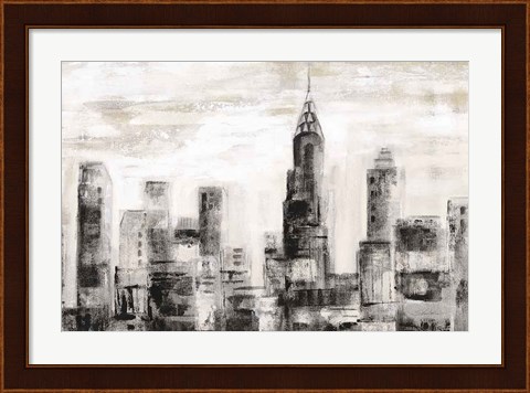 Framed Manhattan Skyline BW Crop Print