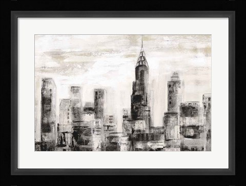 Framed Manhattan Skyline BW Crop Print