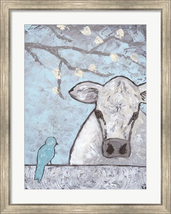 Framed Farm Sketch Cow pen Print