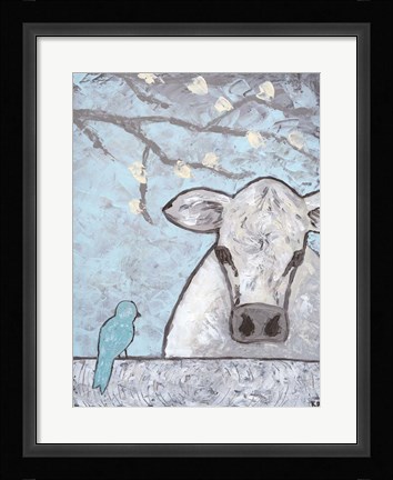 Framed Farm Sketch Cow pen Print