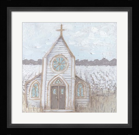 Framed Farm Sketch Church Print