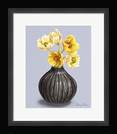 Framed Poppies in Vase I Print