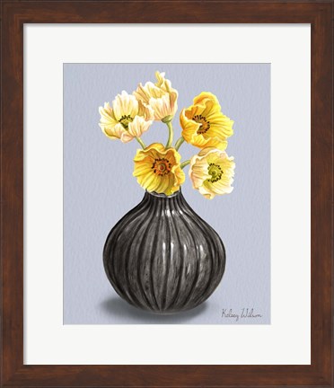 Framed Poppies in Vase I Print