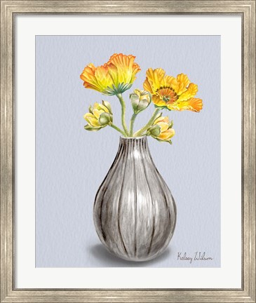 Framed Poppies in Vase II Print