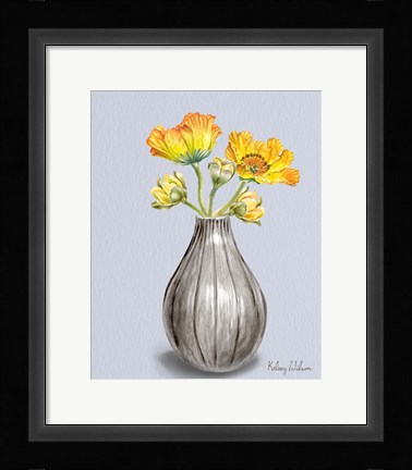 Framed Poppies in Vase II Print