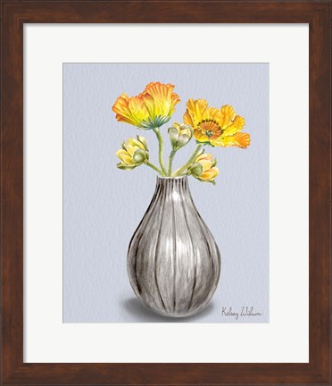 Framed Poppies in Vase II Print