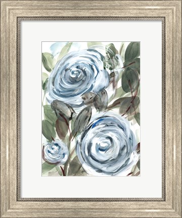 Framed Farmhouse Rose Blue I Print
