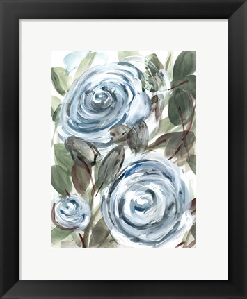 Framed Farmhouse Rose Blue I Print