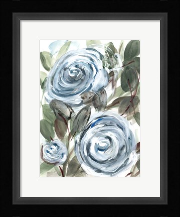 Framed Farmhouse Rose Blue I Print