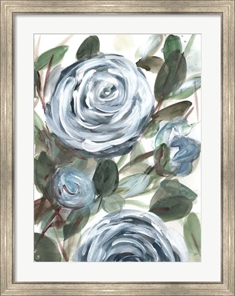 Framed Farmhouse Rose Blue II Print