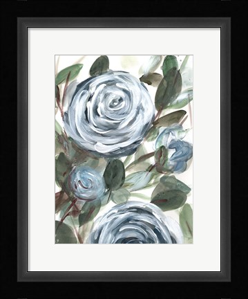 Framed Farmhouse Rose Blue II Print