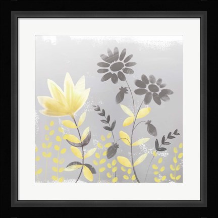 Framed Soft Nature Yellow &amp; Grey I Print