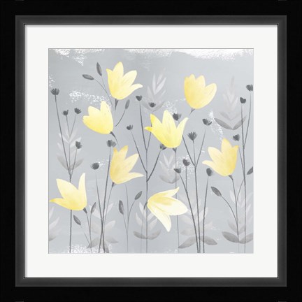 Framed Soft Nature Yellow &amp; Grey III Print