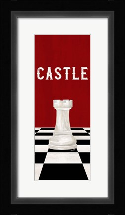 Framed Rather be Playing Chess Pieces Red Panel II-Castle Print