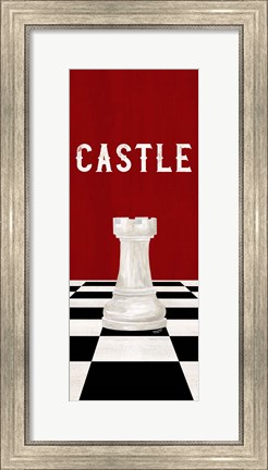 Framed Rather be Playing Chess Pieces Red Panel II-Castle Print