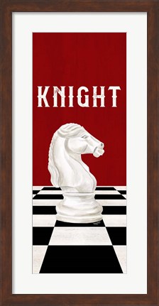 Framed Rather be Playing Chess Pieces Red Panel III-Knight Print