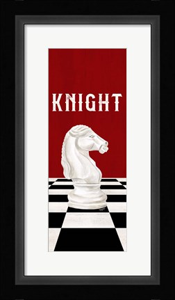 Framed Rather be Playing Chess Pieces Red Panel III-Knight Print