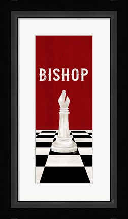 Framed Rather be Playing Chess Pieces Red Panel IV-Bishop Print