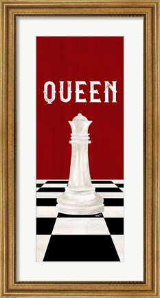 Framed Rather be Playing Chess Pieces Red Panel VI-Queen Print