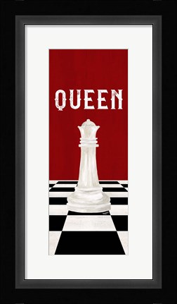 Framed Rather be Playing Chess Pieces Red Panel VI-Queen Print