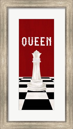 Framed Rather be Playing Chess Pieces Red Panel VI-Queen Print