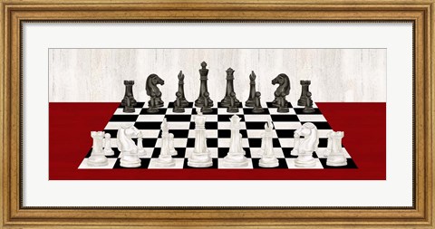 Framed Rather be Playing Chess Board Panel Red Print