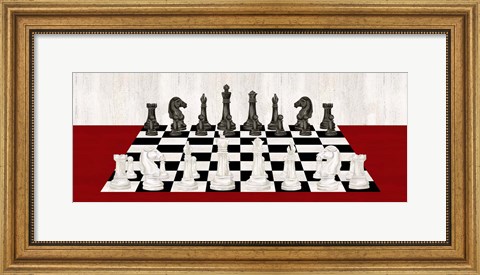 Framed Rather be Playing Chess Board Panel Red Print