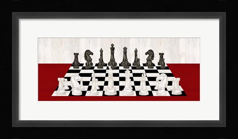 Framed Rather be Playing Chess Board Panel Red Print