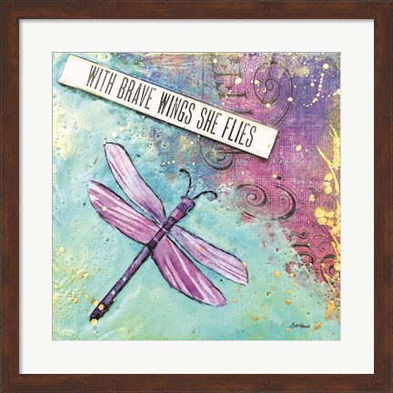 Framed With Brave Wings She Flies Print