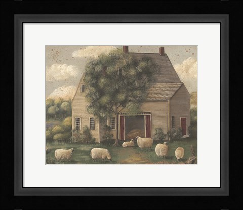 Framed Sheep and House Print