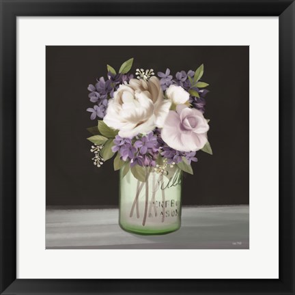 Framed Lilac Mason Jar Floral Print