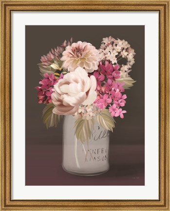 Framed Plum Mason Jar Floral Print