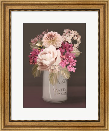 Framed Plum Mason Jar Floral Print