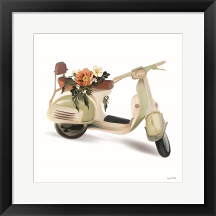 Framed Flower Garden Scooter Print