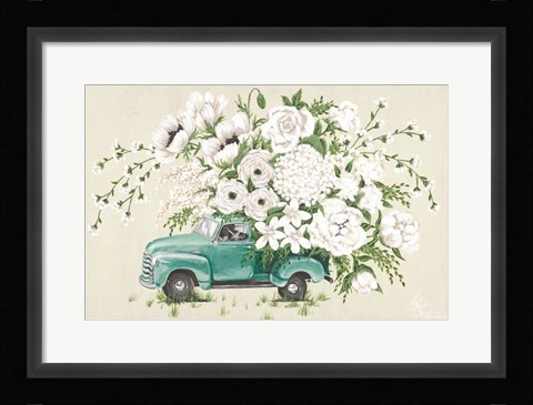 Framed White Floral Truck Print