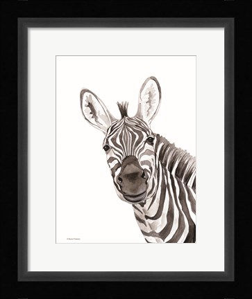 Framed Safari Zebra Peek-a-boo Print