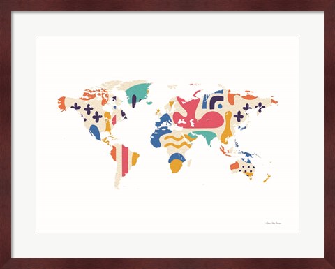 Framed Abstract Colorful World Map Print