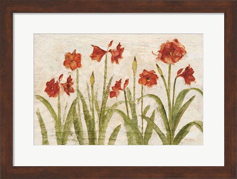Framed Row of Red Amaryllis Light Print